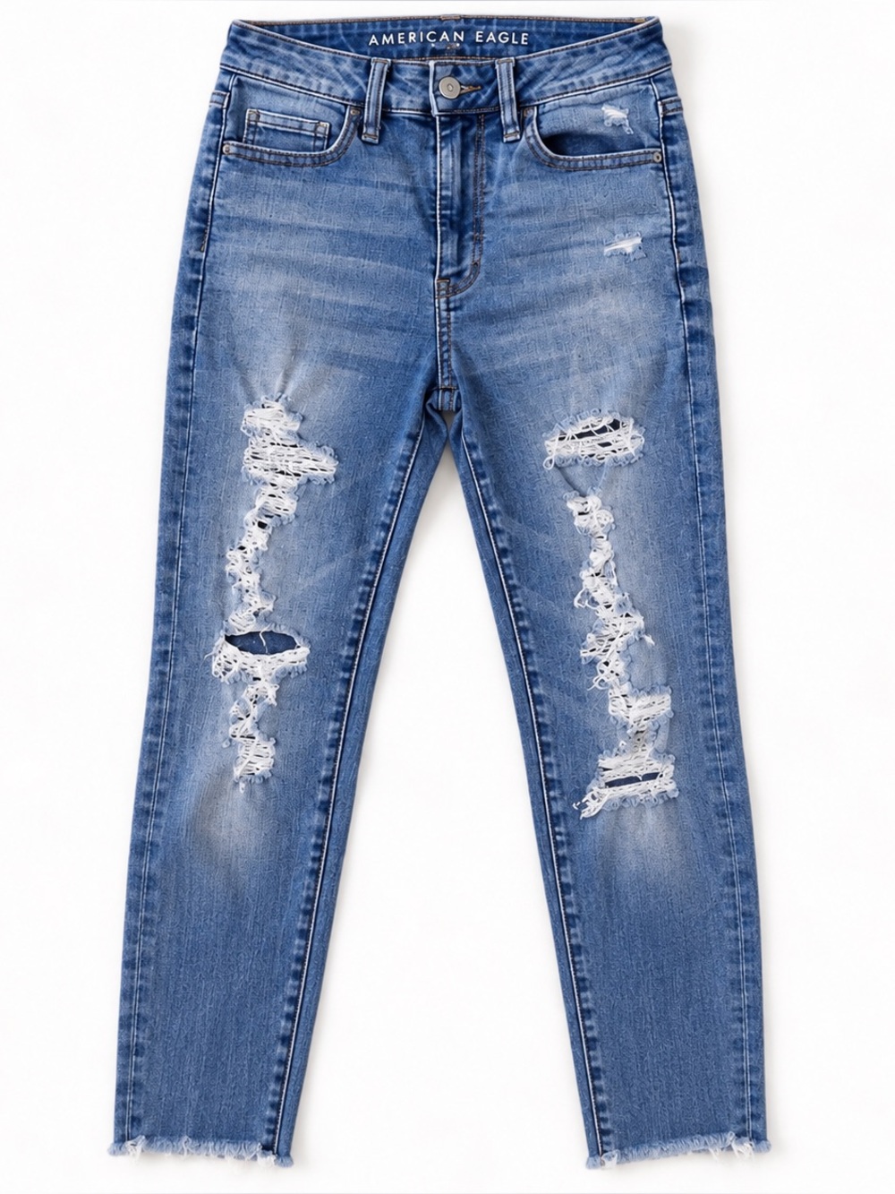 American Eagle Next Level Stretch High Rise Distressed Skinny Jeans Size 0
